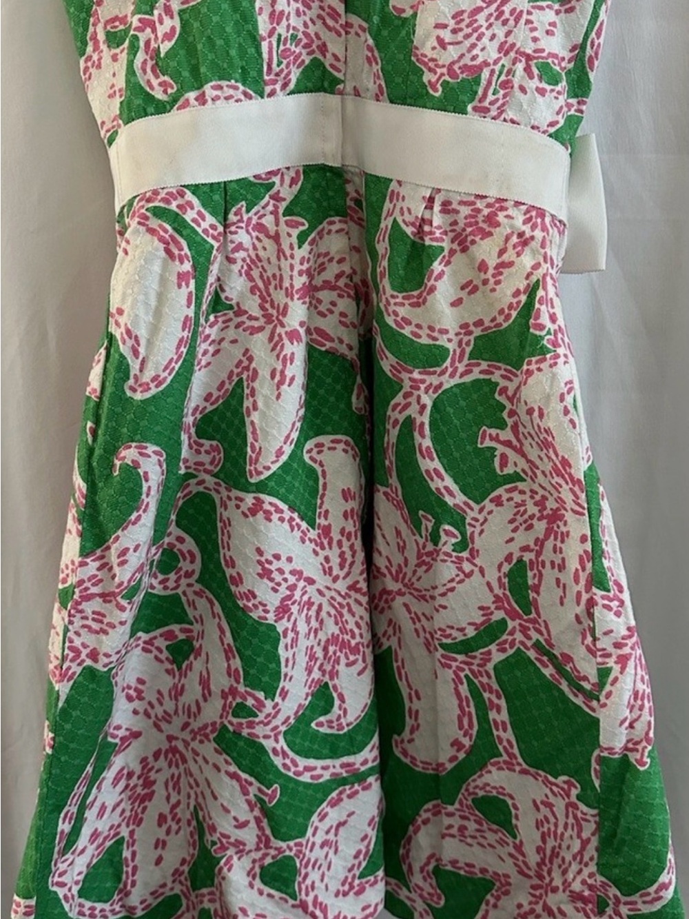 Lilly Pulitzer Green Pink White Strapless Floral Dress - Picture 4 of 6